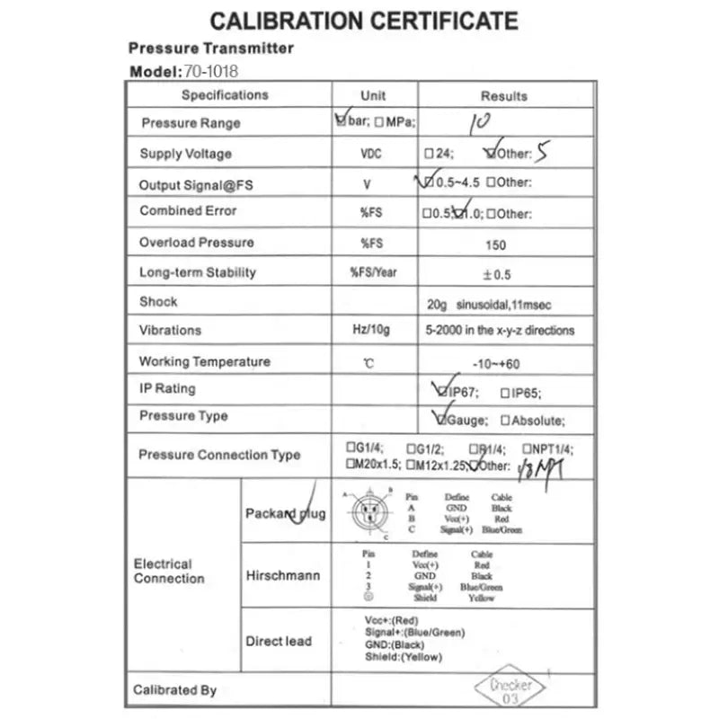 10 BAR (150 PSI) fuel/oil pressure sensor 1/8 NPT with connector - Pressure Sensor
