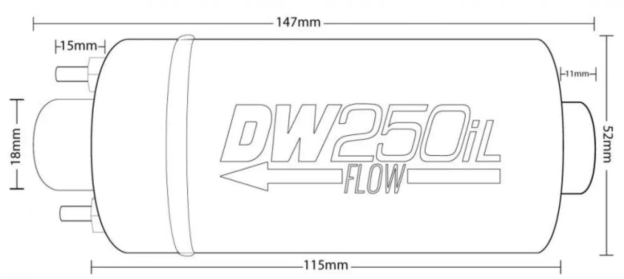 Deatschwerks DW250il in-line Fuel Pump 255 LPH - Fuel Pump