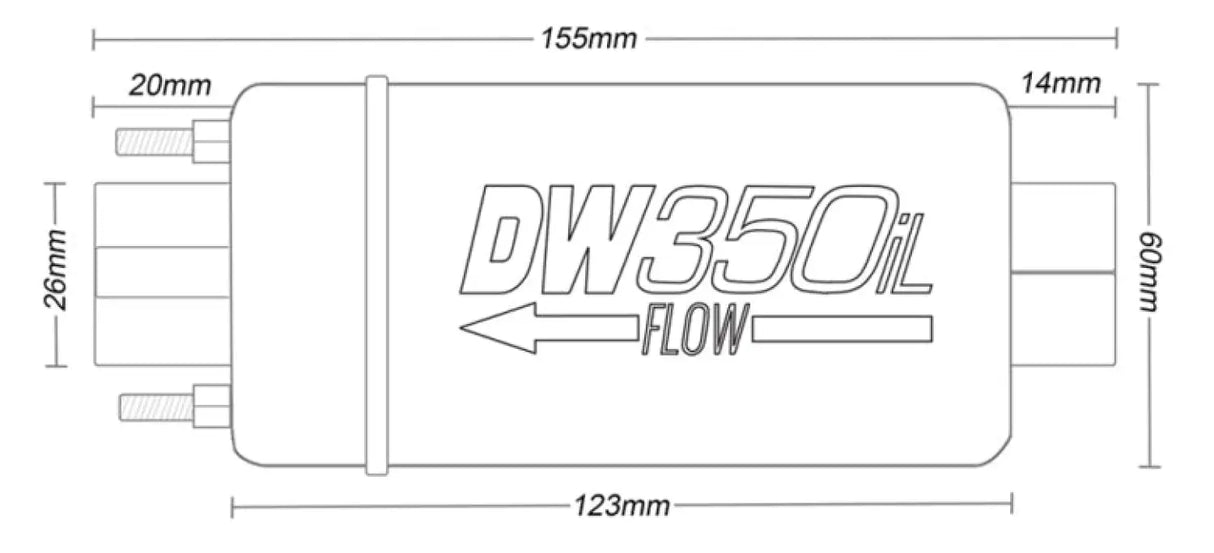 Deatschwerks DW350il in-line Fuel Pump 350 LPH - Fuel Pump