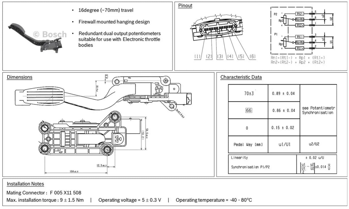 E-Throttle Accelerator Pedal Module (PED) - DBW Pedal