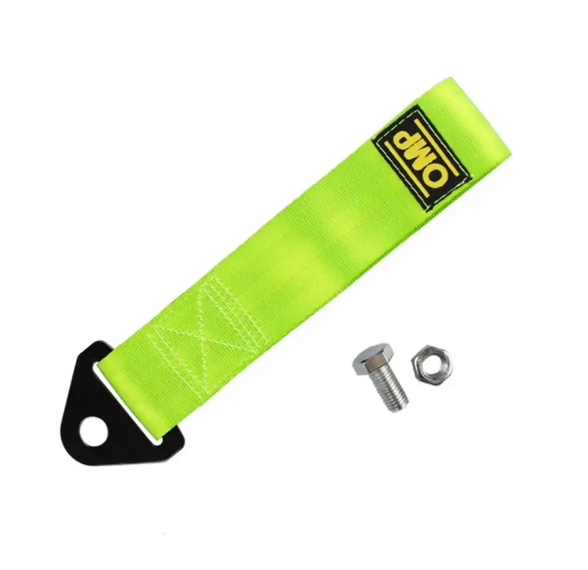 OMP Branded Tow strap complete with Nut/Bolt - Fluro - Tow Strap