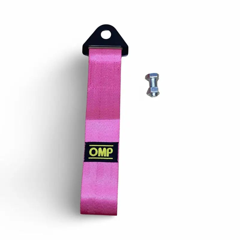 OMP Branded Tow strap complete with Nut/Bolt - Pink - Tow Strap