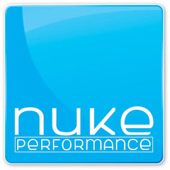 Glossy blue square with brand logo.