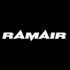 Ramair decal sticker with angular design and white text on black background.