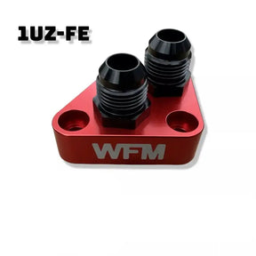 WFM 1UZ-FE Oil Filter Relocation Adapter Kit - Anodized Red - Oil Adapter Kit
